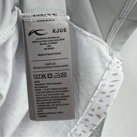 Kjus Women's Sunshine Printed Mock Neck Zip Golf Shirt Jacket in White Gray 38 M - Picture 9 of 14